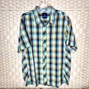 Prana 100% Organic Cotton Men's Snap Front Short Sleeve Shirt Larg